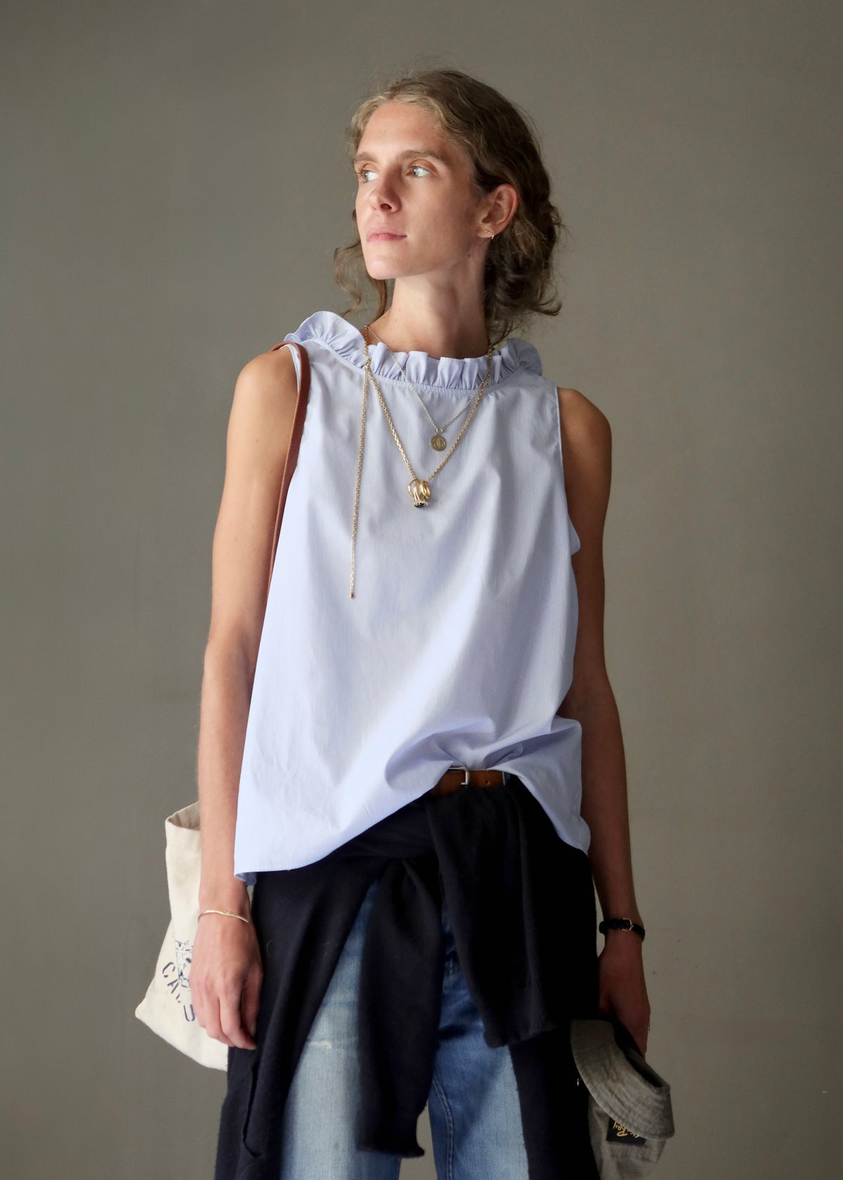 REVERSO TOP — PINSTRIPE