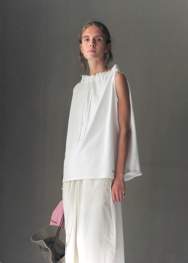 SLEEVELESS SWEATBLOUSE — NATURAL