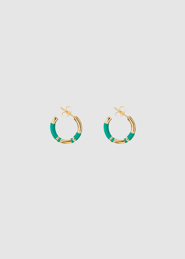 POSITANO MINI HOOP EARRINGS — EMERALD