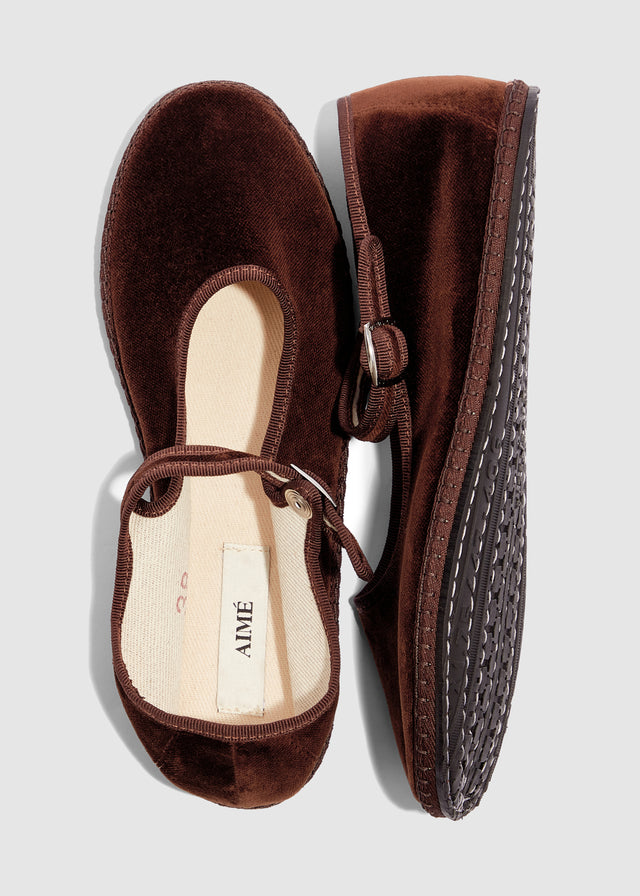 MARY JANE VELVET SLIPPERS — AMERIGO