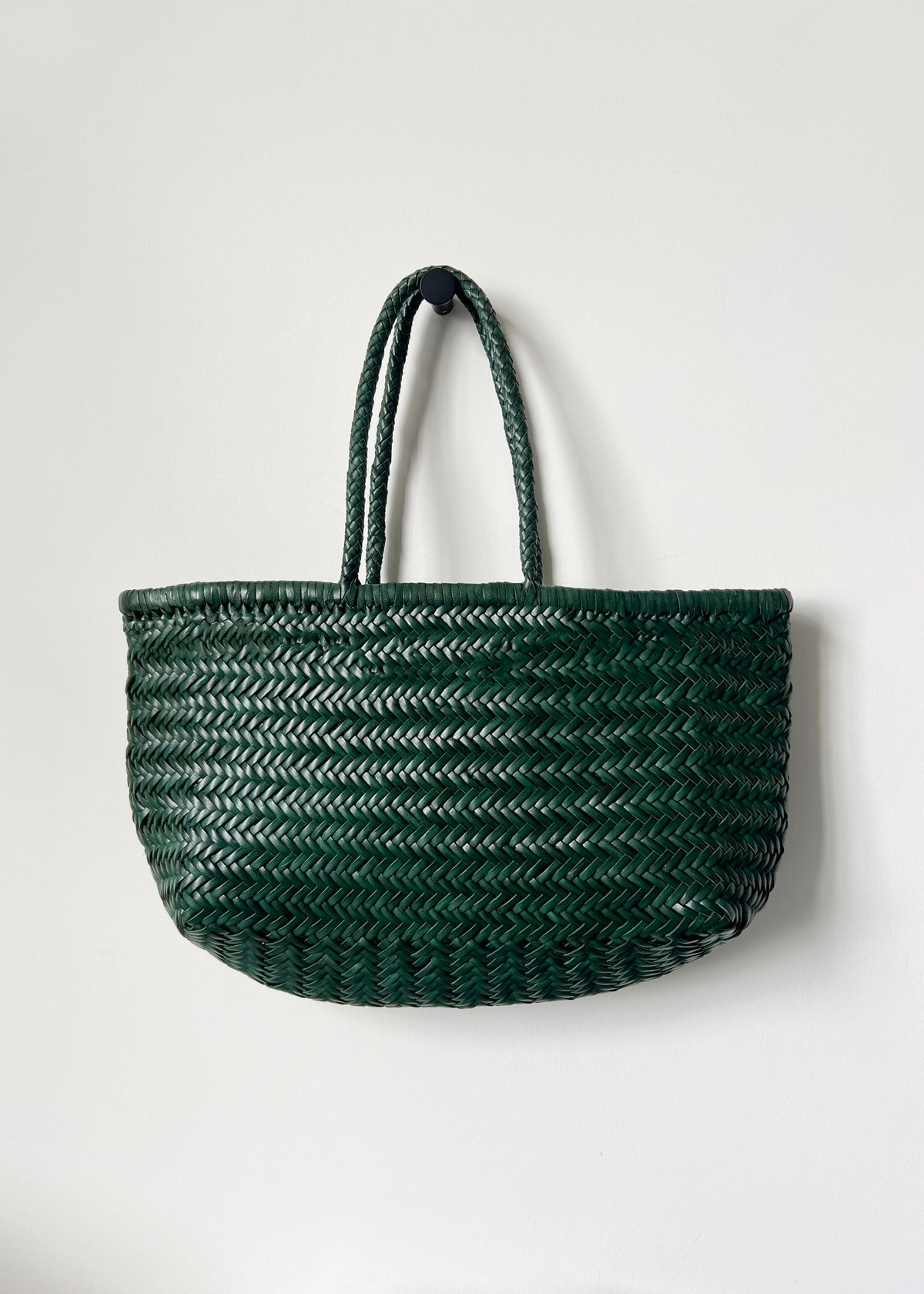 LARGE BAMBOO TRIPLE JUMP BASKET BAG — FOREST