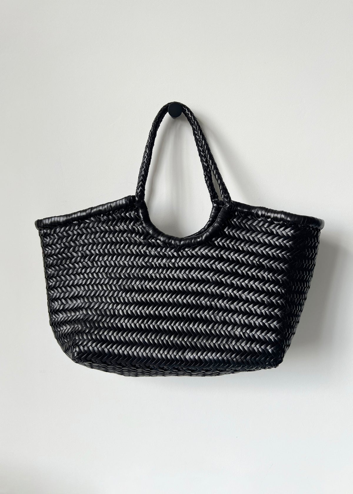 LARGE NANTUCKET BASKET BAG — BLACK