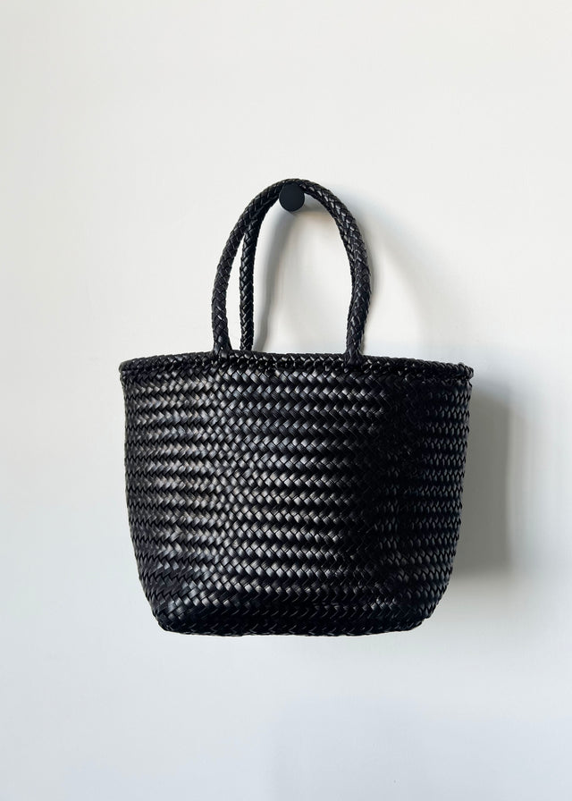 SMALL GRACE BASKET BAG — BLACK