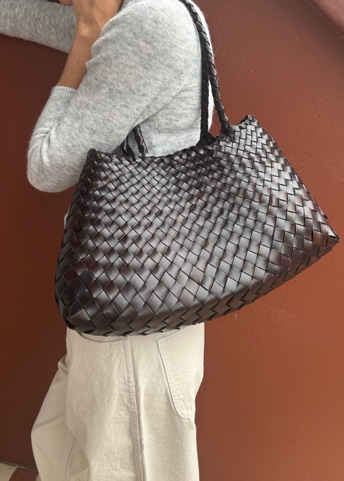 BIG SANTA CROCE BAG — DARK BROWN