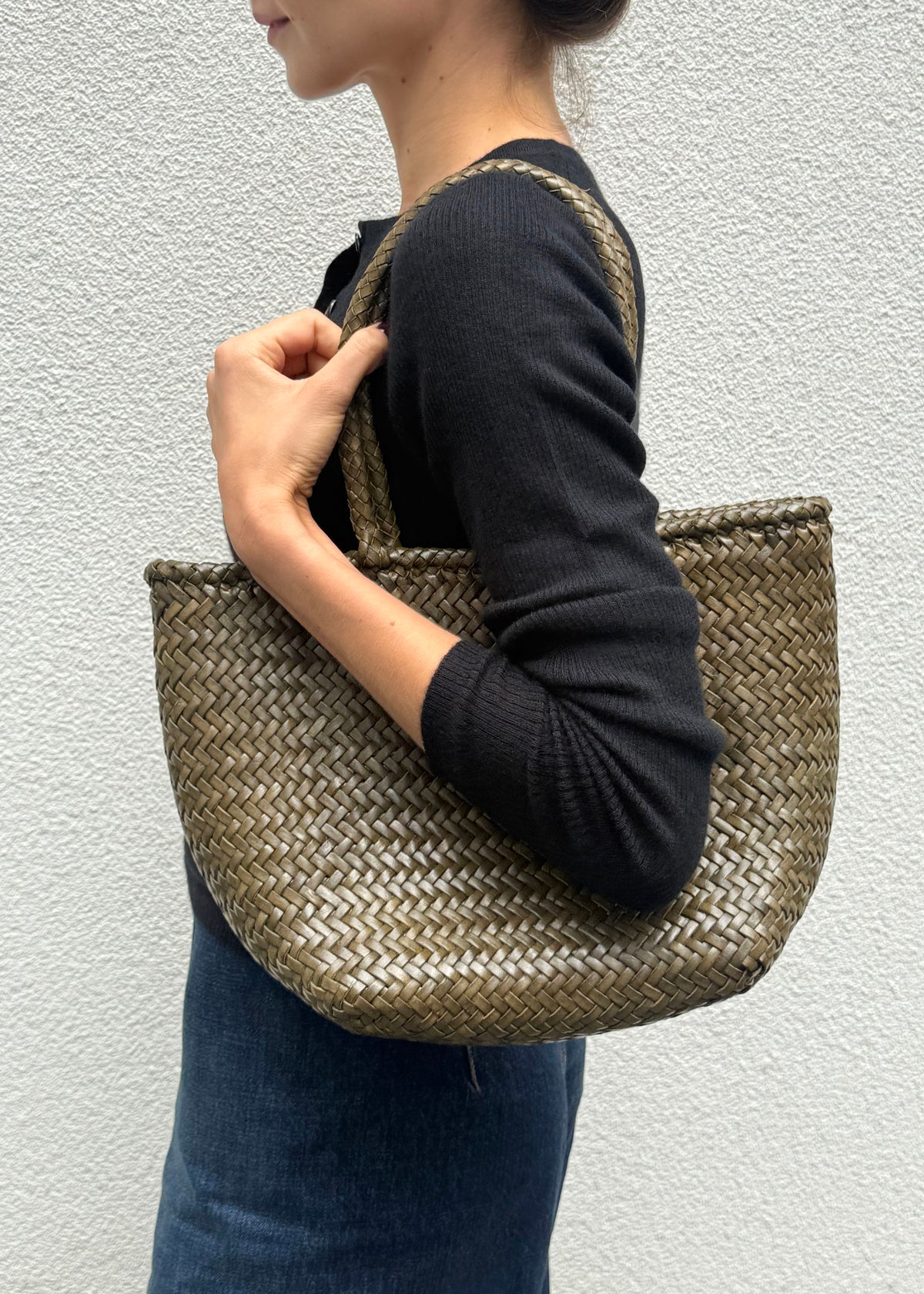 SMALL GRACE BASKET BAG — KHAKI