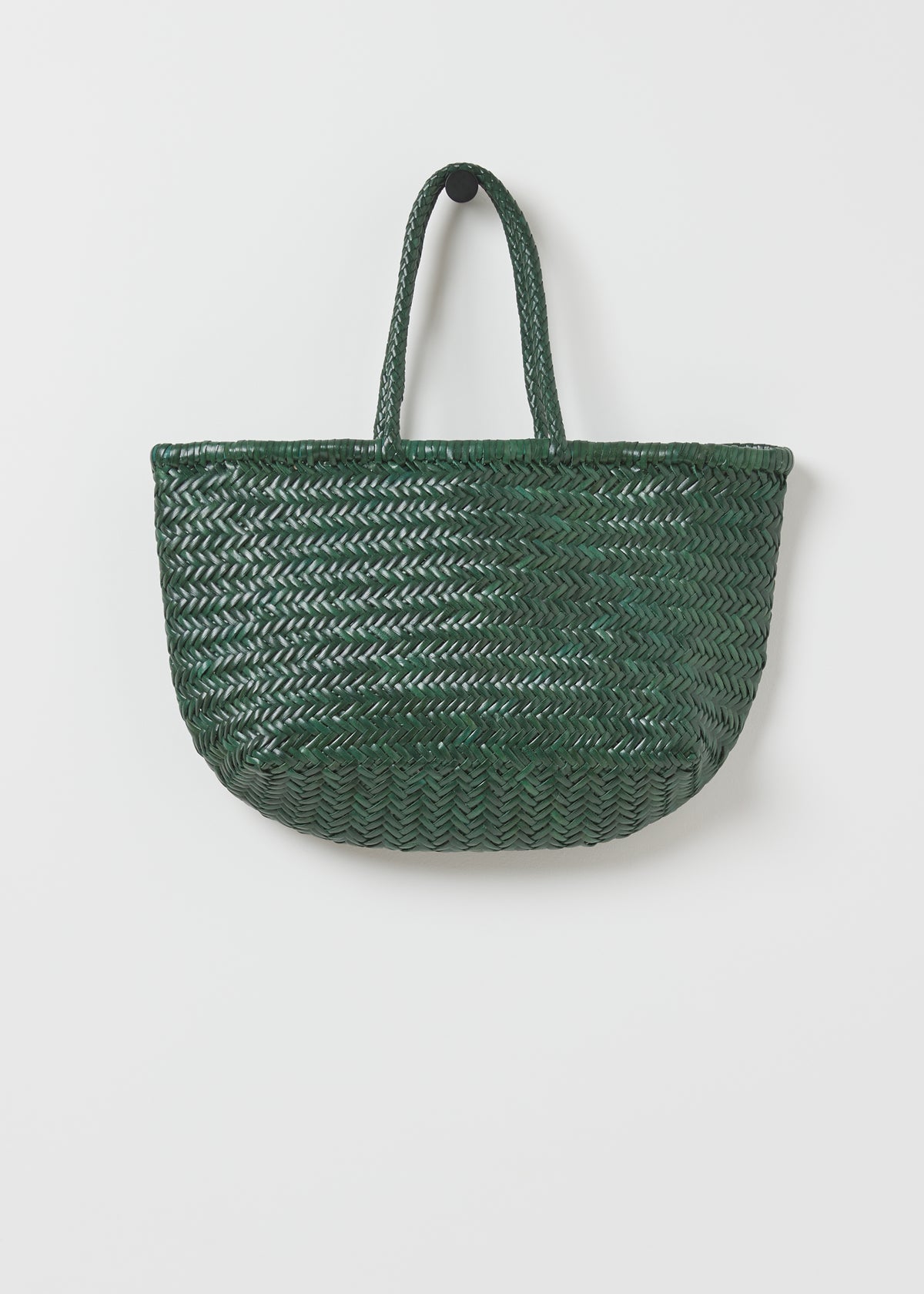 LARGE BAMBOO TRIPLE JUMP BASKET BAG — FOREST