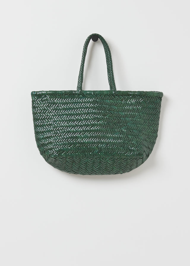 LARGE BAMBOO TRIPLE JUMP BASKET BAG — FOREST