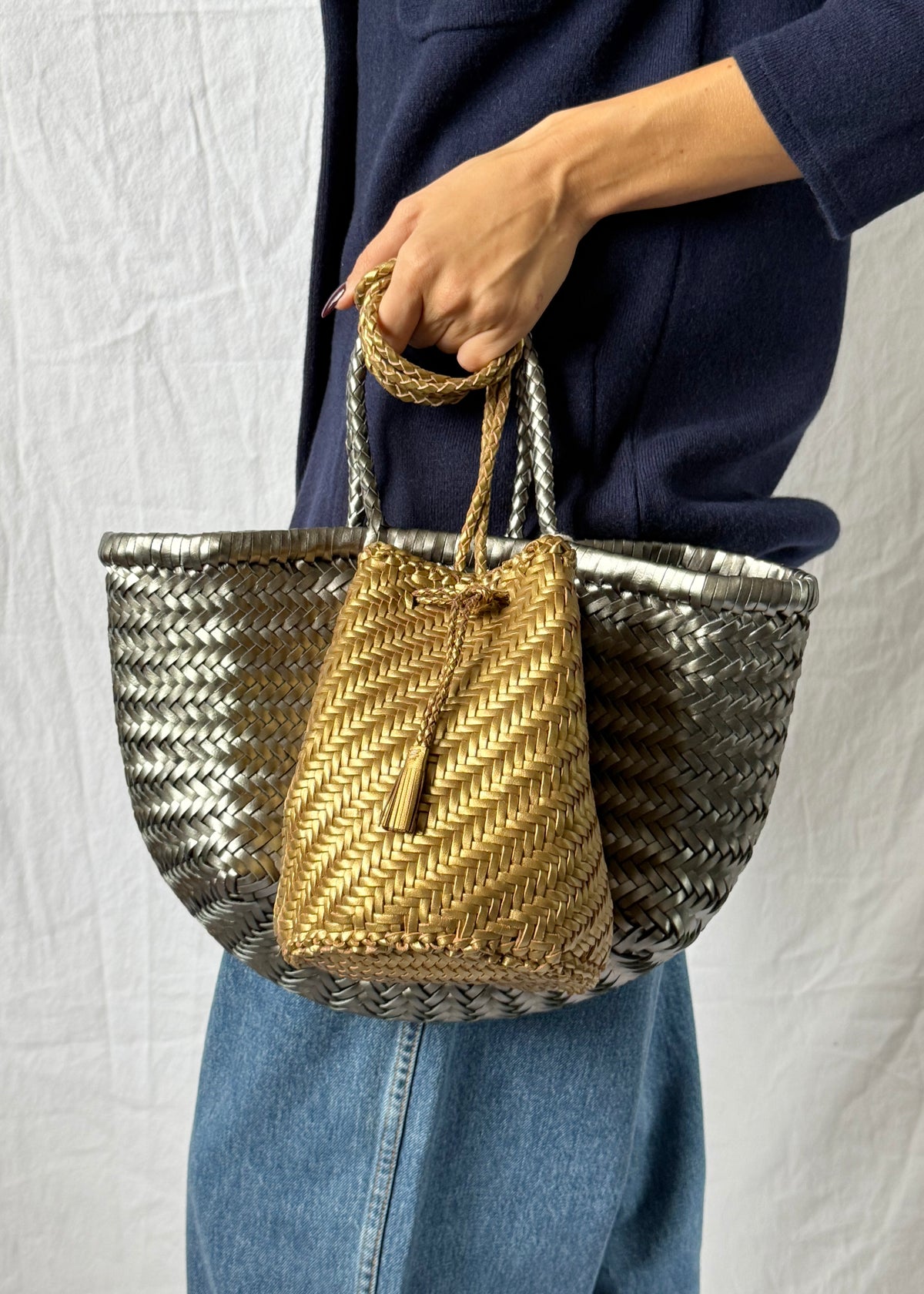 POM POM DOUBLE JUMP BAG — GOLD