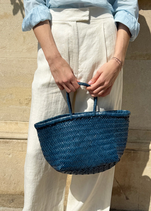 SMALL BAMBOO TRIPLE JUMP BASKET BAG — OCEAN