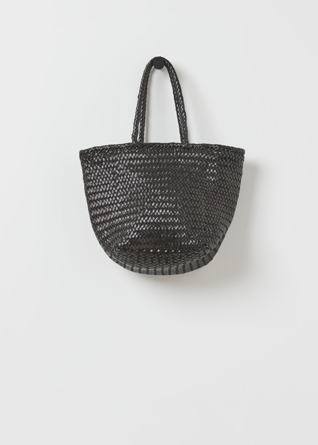 SMALL GRACE BASKET BAG — BLACK