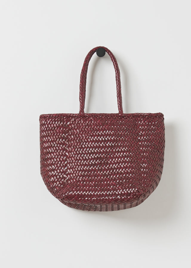SMALL GRACE BASKET BAG — BORDEAUX