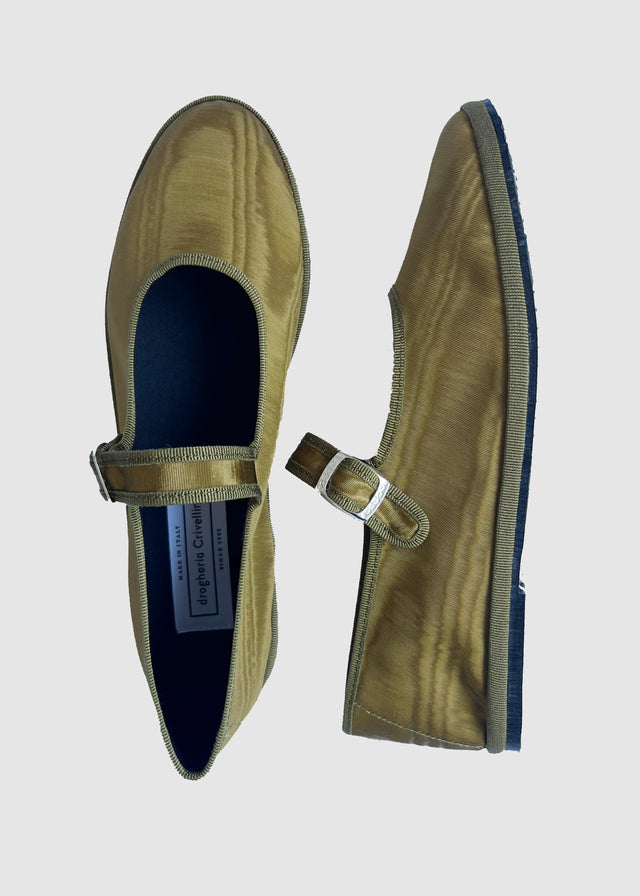MARY JANE MOIRE SLIPPERS — OIL