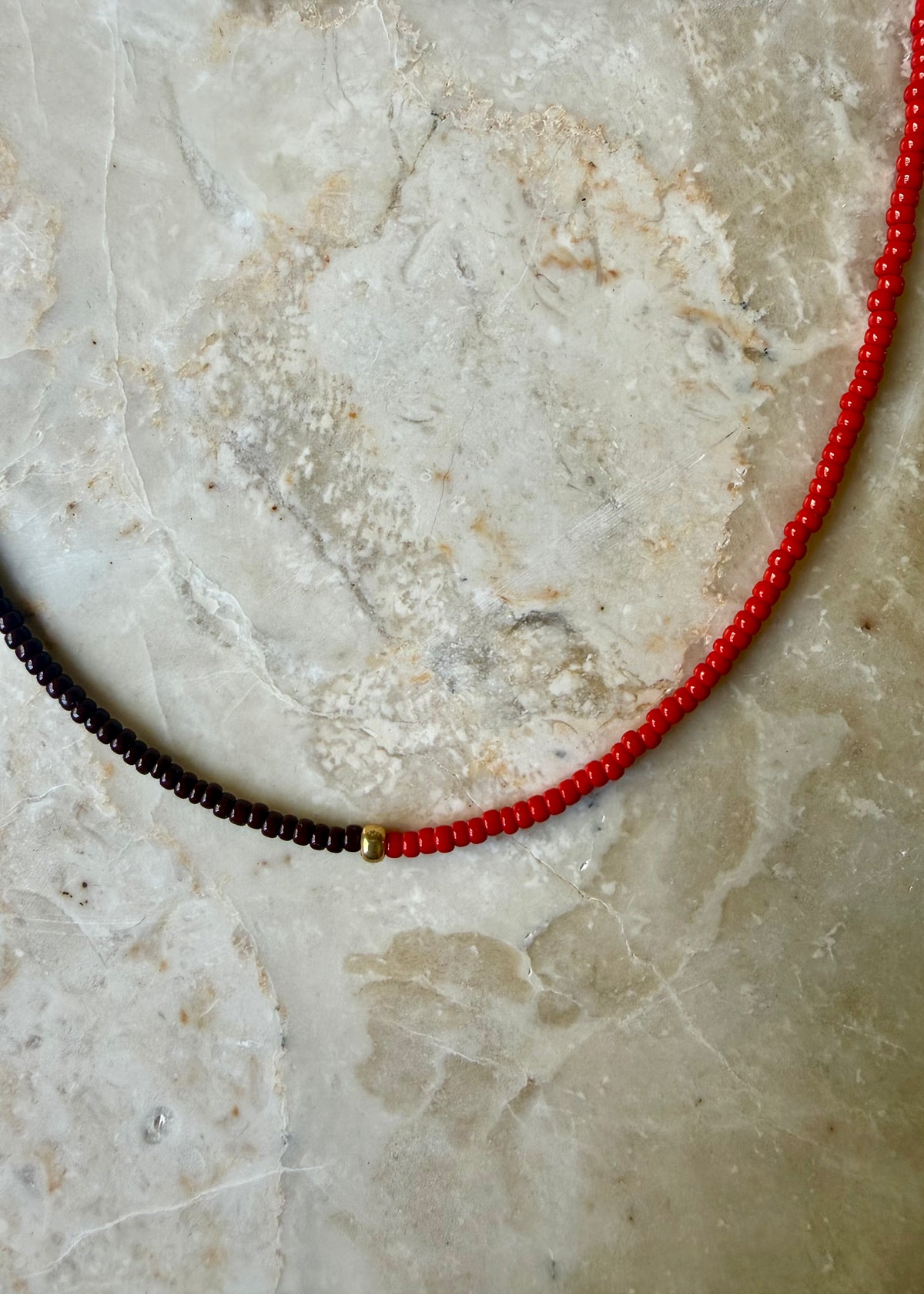 STACKER NECKLACE — CHOCOLATE & RED