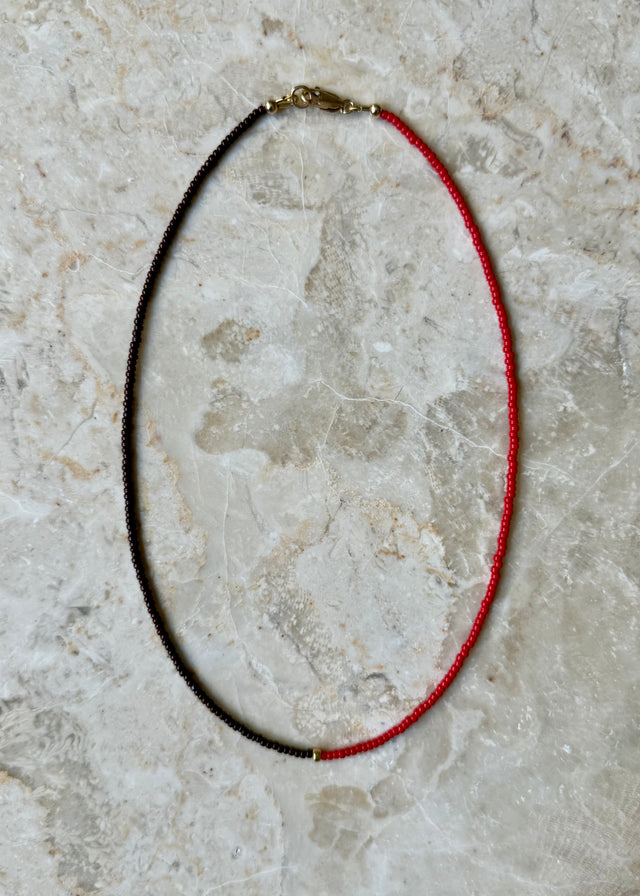 STACKER NECKLACE — CHOCOLATE & RED