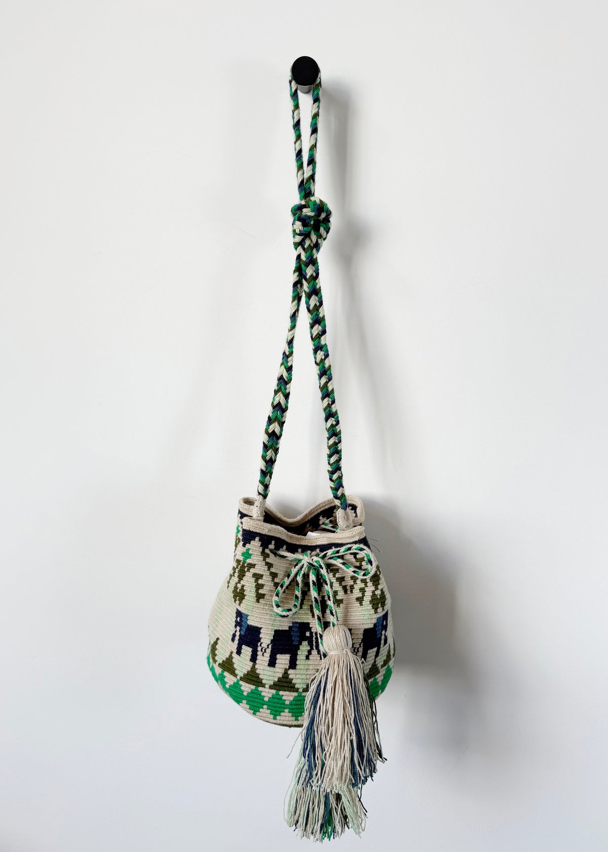 MEDIUM CROSSBODY HAWK BAG  — GREEN & BEIGE