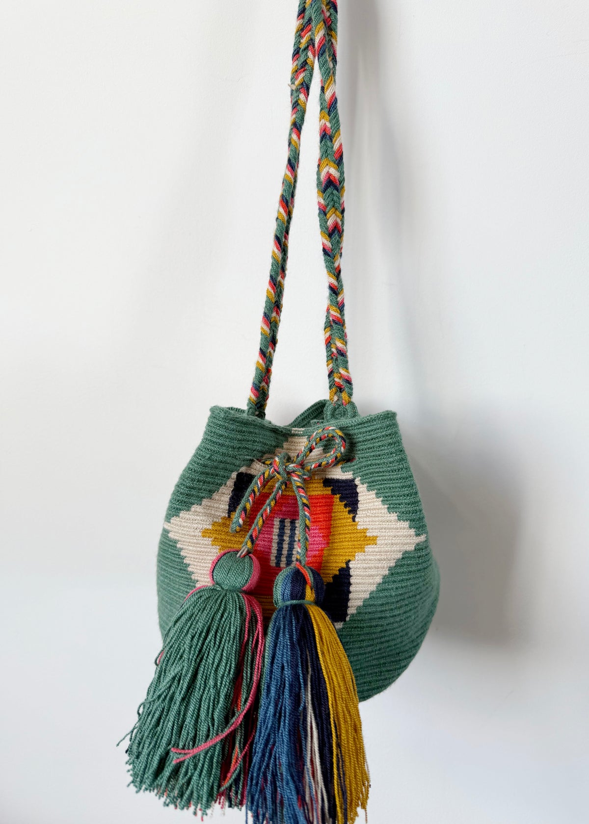 MEDIUM VULTURE CROSSBODY BAG  — JADE GREEN & MUSTARD