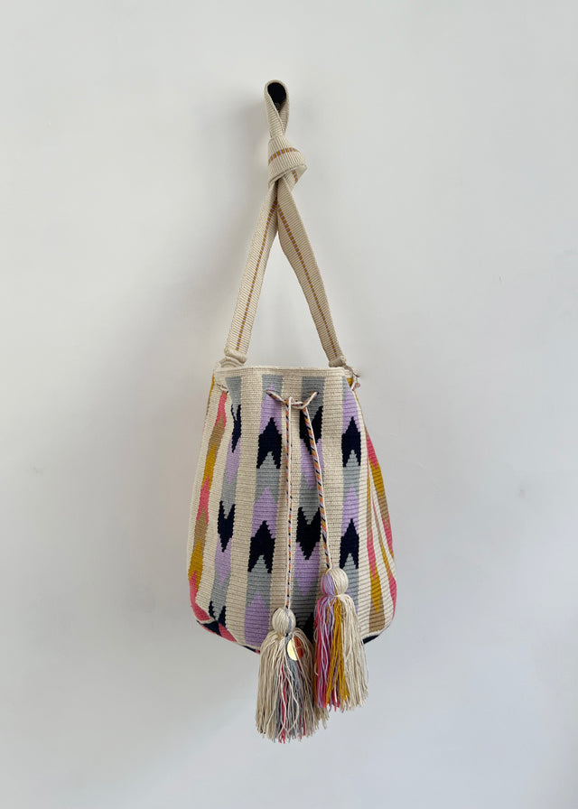 LARGE CROSSBODY BAG — LILAC AND NAVY