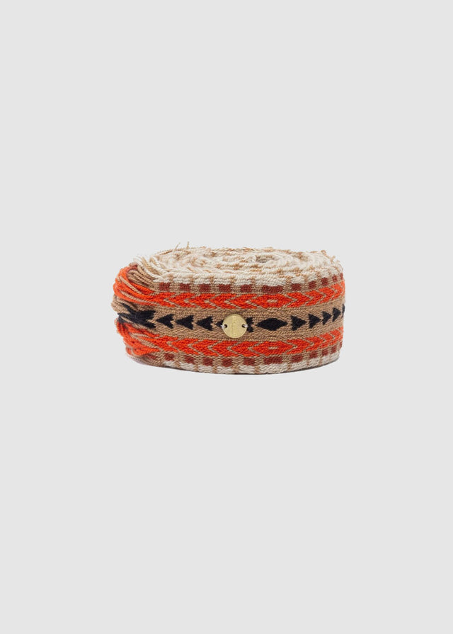 BELT WITH FRINGES — BEIGE & ORANGE