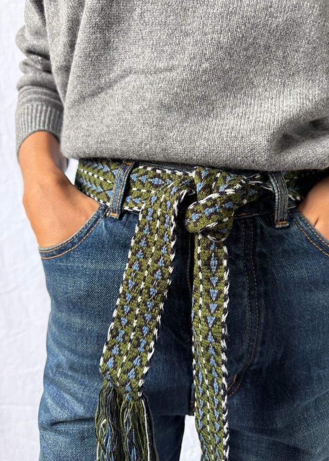 BELT WITH FRINGES — BLACK & KHAKI