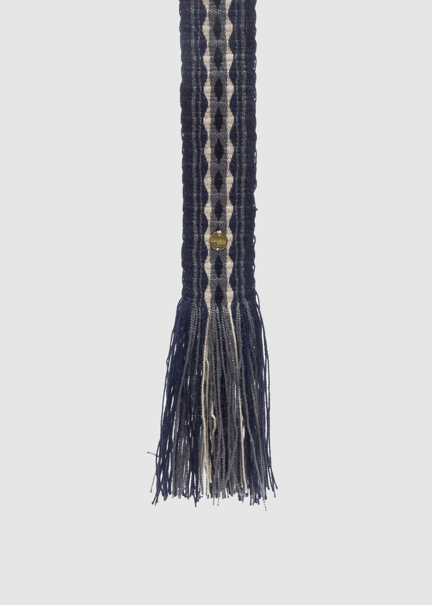 BELT WITH FRINGES — DARK GREY & NAVY