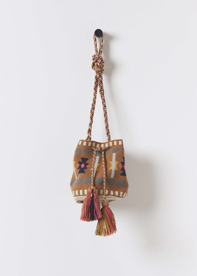 MEDIUM BELLFLOWER CROSSBODY  BAG — BROWN & GREY