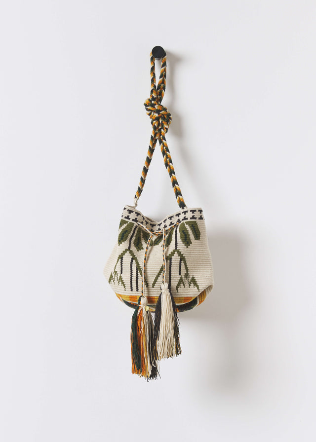 MEDIUM CAMELLIA CROSSBODY BAG — GREY & GREEN