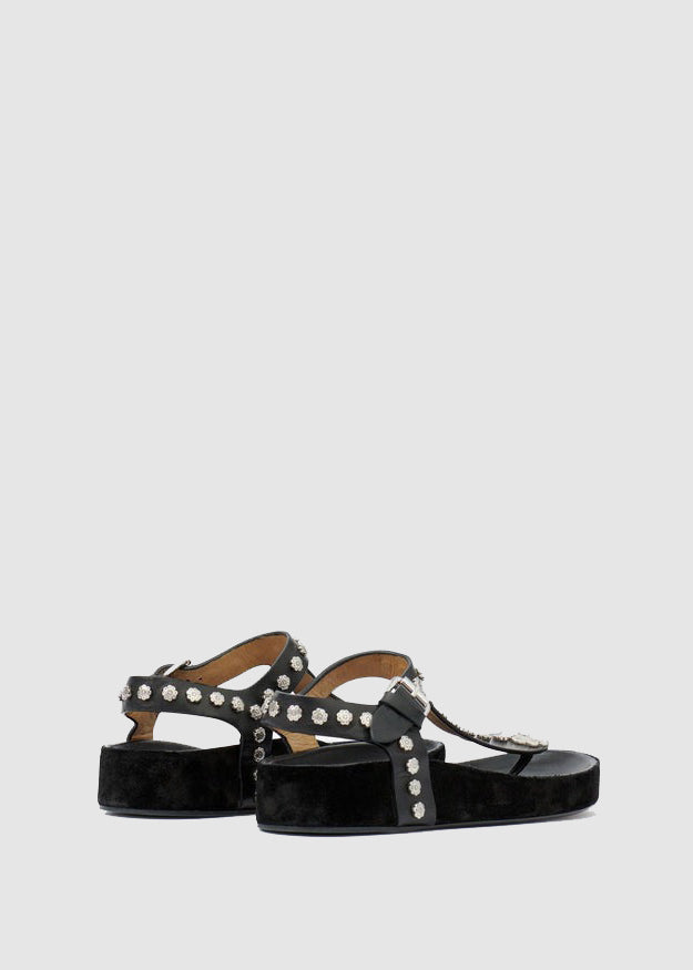 ENORE SANDALS — BLACK/SILVER