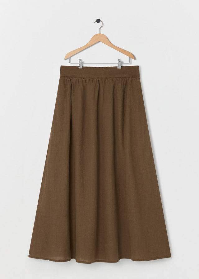 JODIE WOOL SKIRT — CHESTNUT