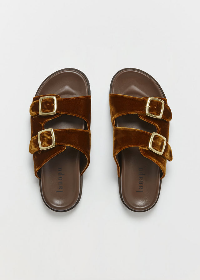 FOLLONICA VELVET SANDALS — BURNT ORANGE