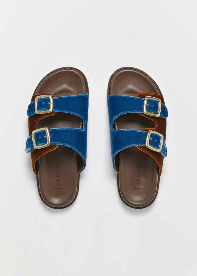 FOLLONICA VELVET SANDALS — BURNT ORANGE & DENIM