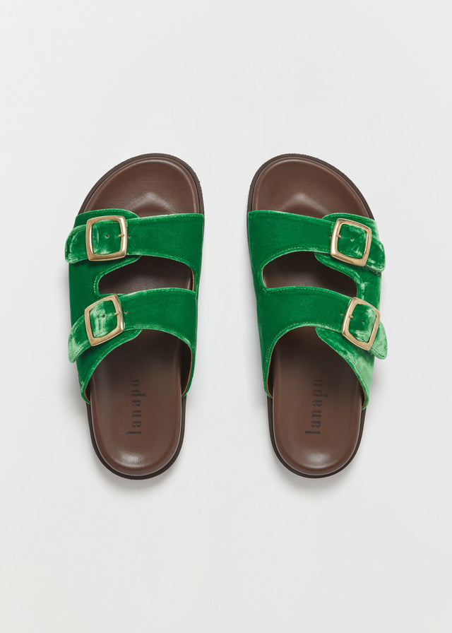 FOLLONICA VELVET SANDALS — EMERALD
