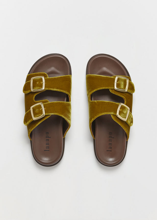 FOLLONICA VELVET SANDALS — MUSTARD