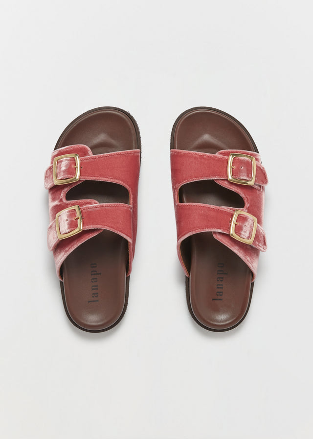 FOLLONICA VELVET SANDALS — PINK