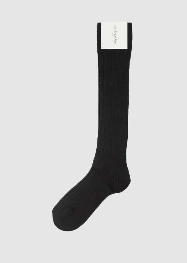 COLLEGE RIBBED MERINO SOCKS — BLACK