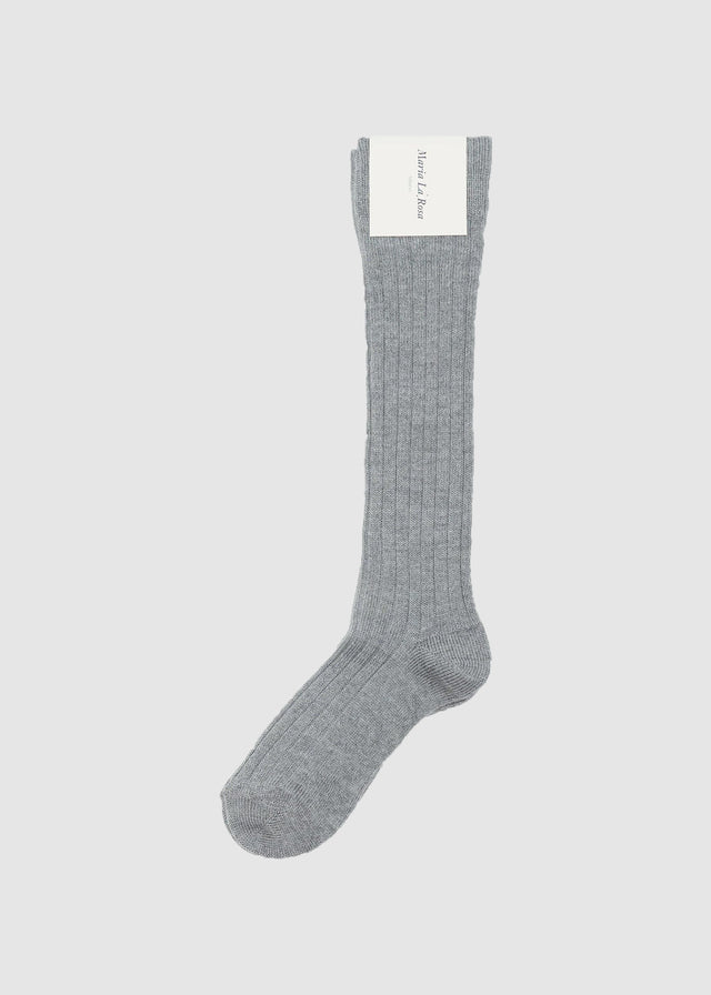 COLLEGE RIBBED MERINO SOCKS — LIGHT GREY