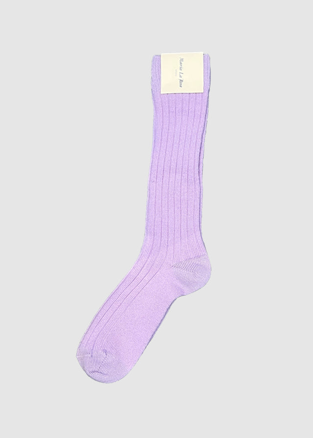 COLLEGE RIBBED MERINO SOCKS — LILAC