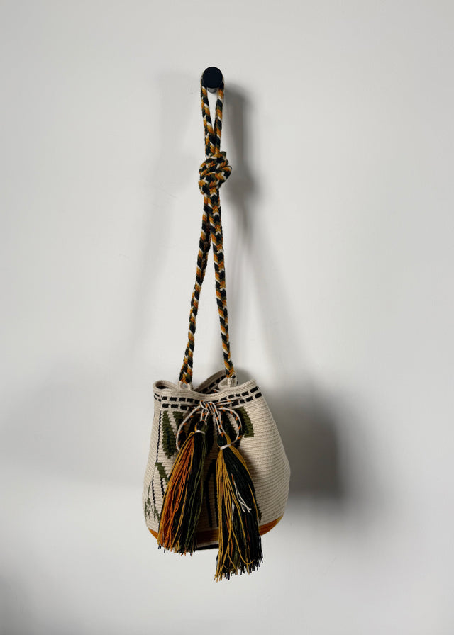MEDIUM CAMELLIA CROSSBODY BAG — GREY & GREEN