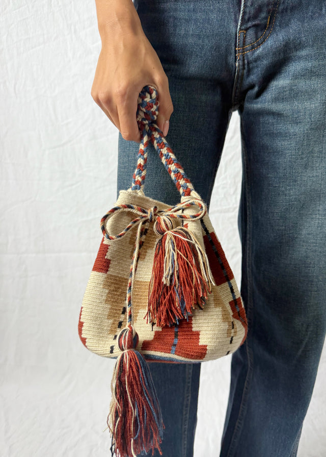 MEDIUM ACACIA CROSSBODY  BAG — BEIGE & BROWN