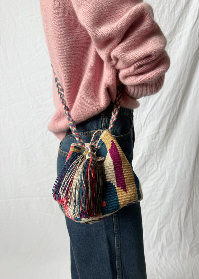 MEDIUM BEEBLOSSOM CROSSBODY  BAG — GREY & NAVY BLUE