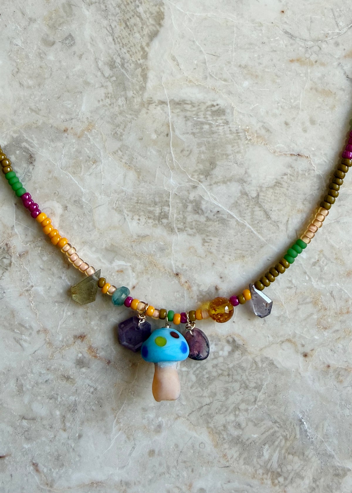 BLUE SHROOMS NECKLACE