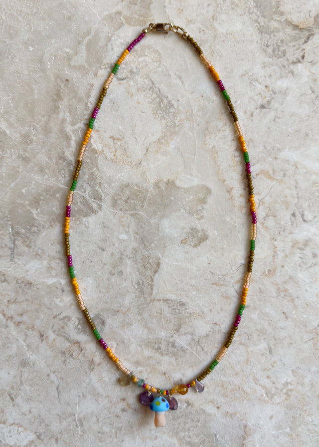 BLUE SHROOMS NECKLACE