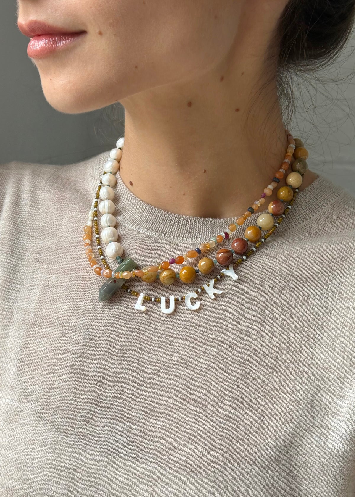 HALF HALF CRYSTAL NECKLACE