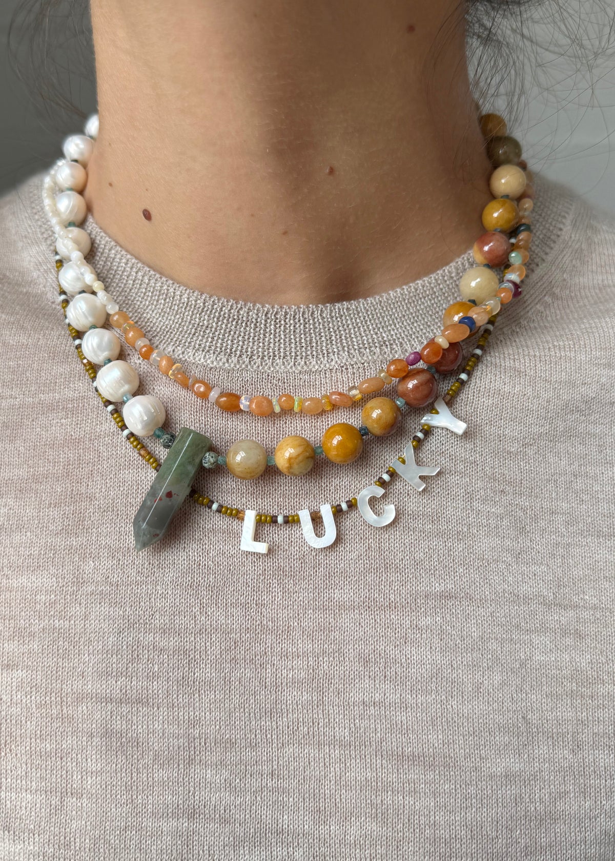 HALF HALF CRYSTAL NECKLACE