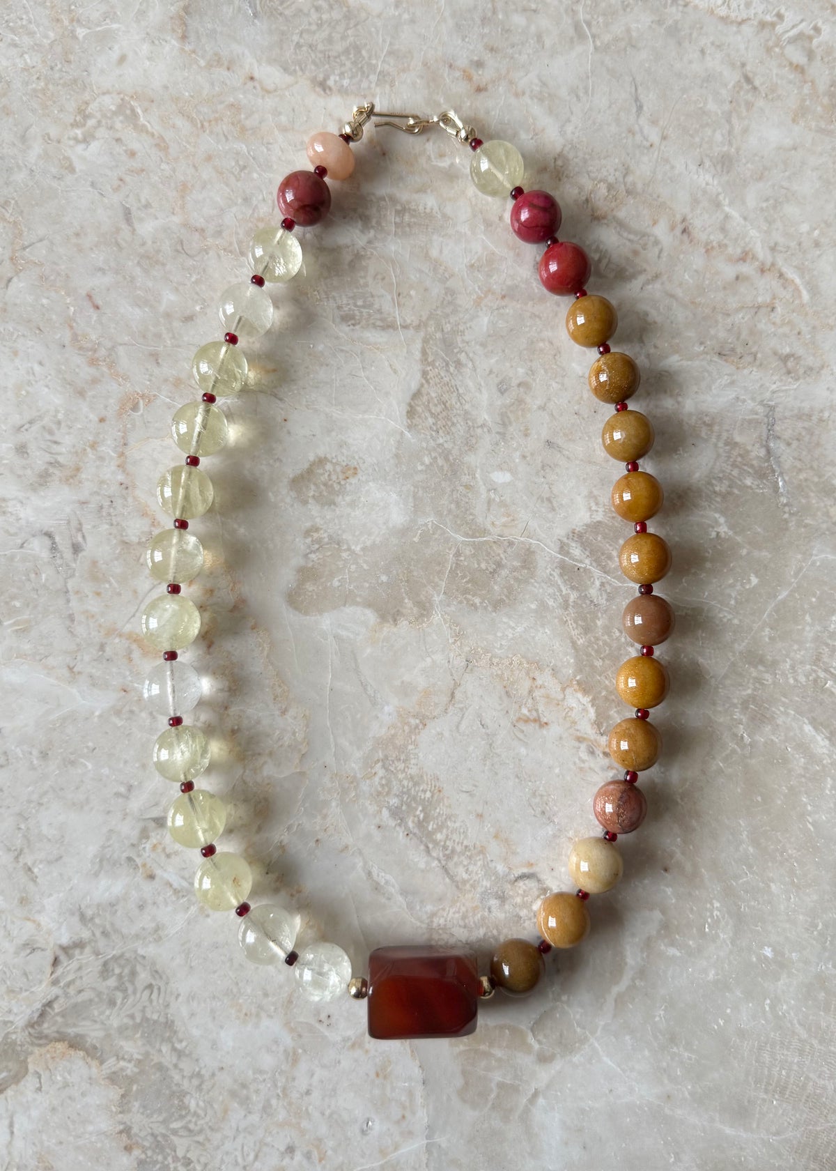 LEMON QUARTZ & JADE NECKLACE