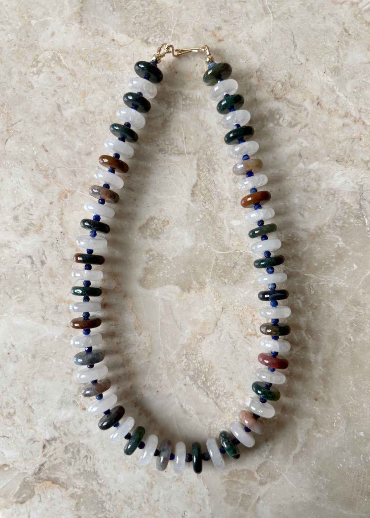 MOSS AGATE & ROCK CRYSTAL SCRUNCHIE