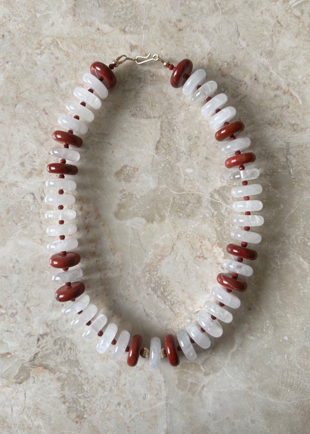 QUARTZ & RED JASPER SCRUNCHIE