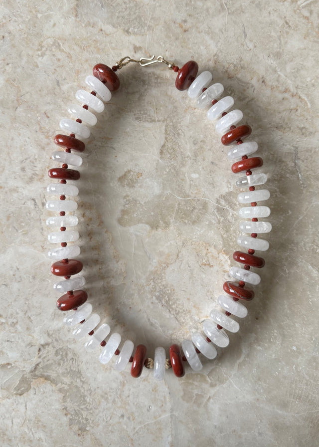 QUARTZ & RED JASPER SCRUNCHIE