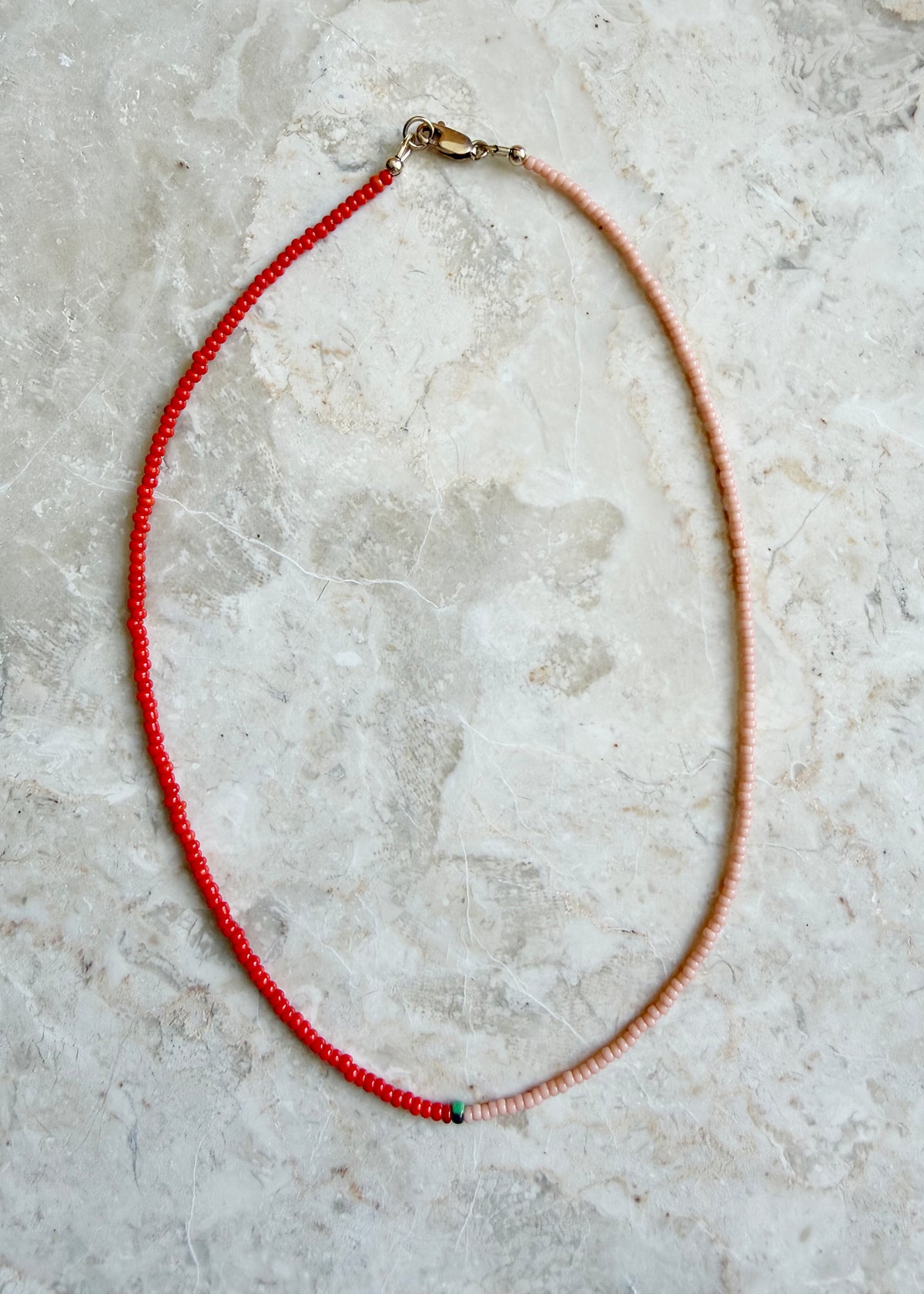 STACKER NECKLACE — PEACH & RED