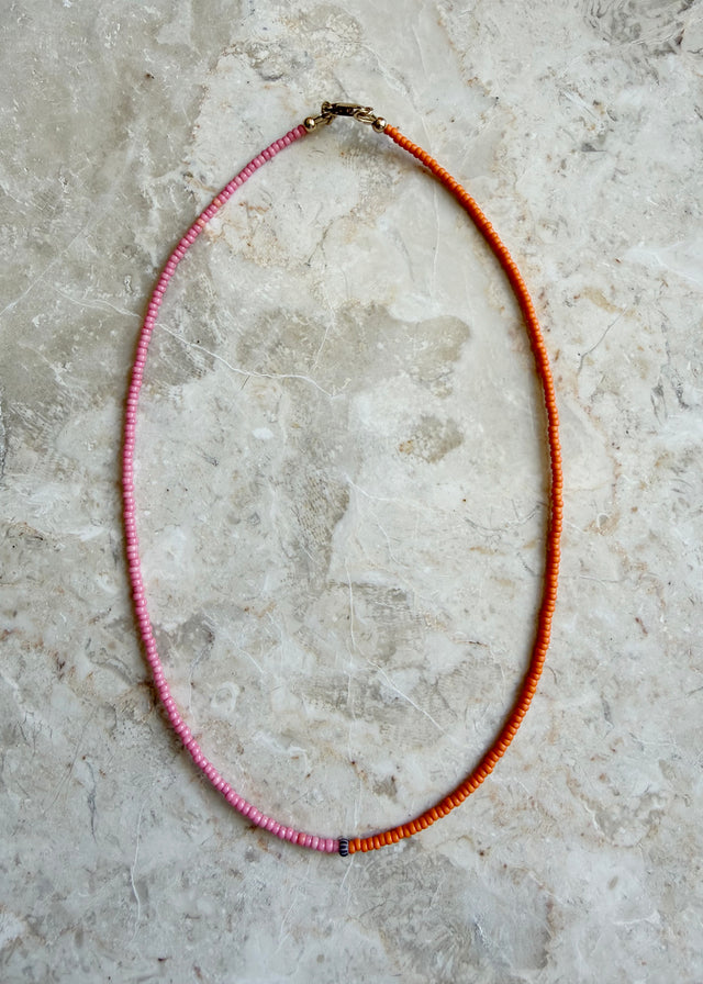 STACKER NECKLACE — PINK & ORANGE
