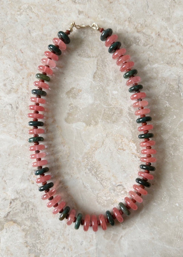 STRAWBERRY QUARTZ & AGATE SCRUNCHIE